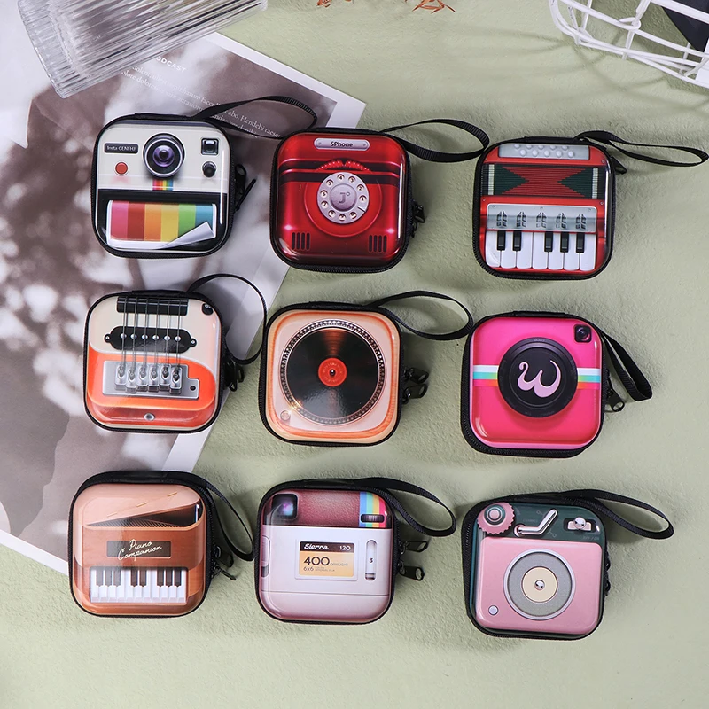 1 Pc Cute Student Coin Purse Retro Musical Instruments Design Wallet Holder For Girls Portable Cute Small Storage Box