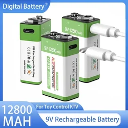 New 9V Rechargeable Battery 12800mAh Micro USB Lithium Batteries for Multimeter Microphone Toy Remote Control KTV Li-ion Battery