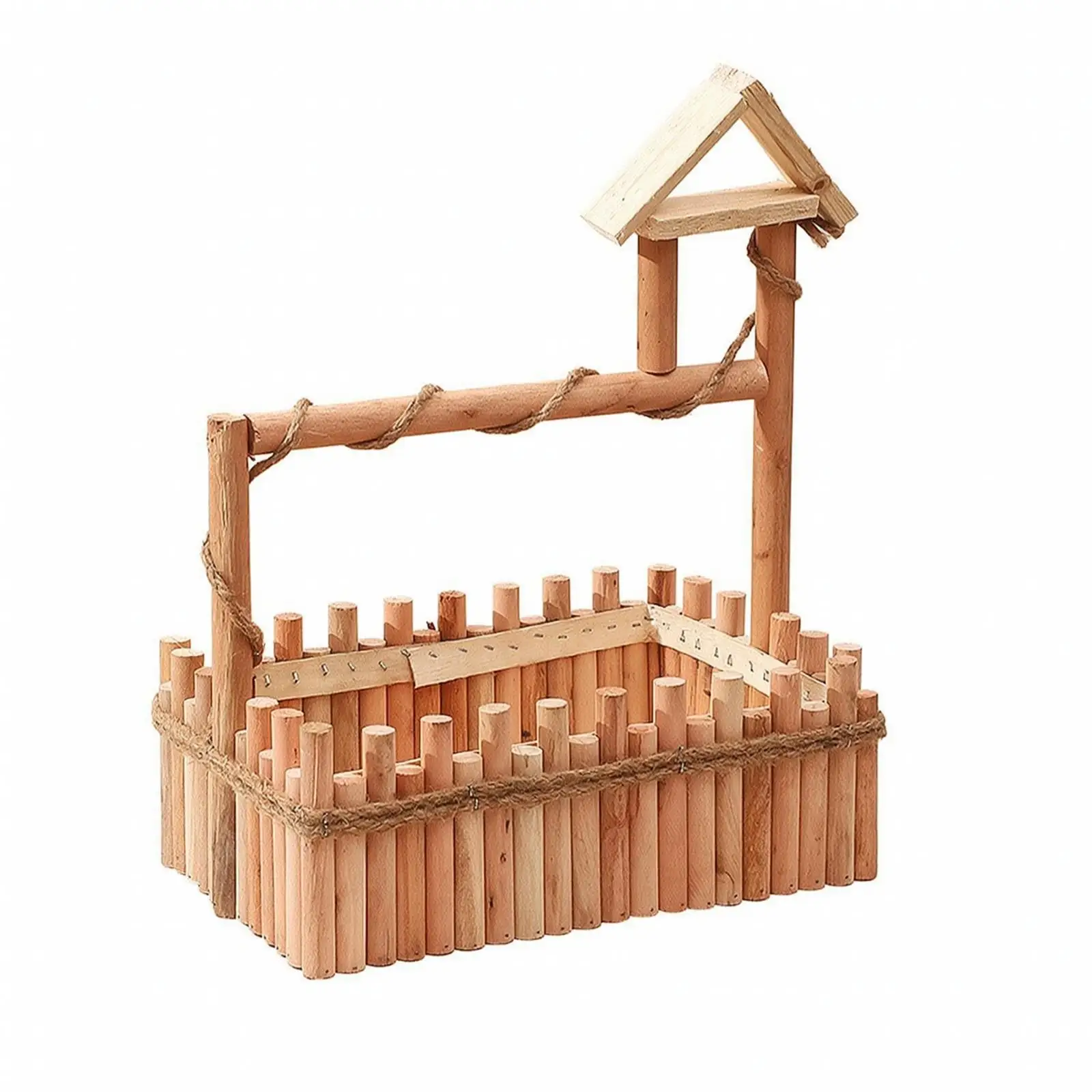 Wood Rope Woven Storage Crate for Small Household Items and Floral Decor on Entryway Stand