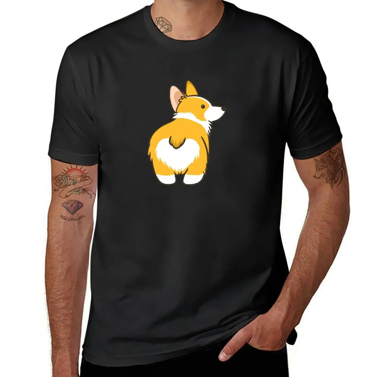 

Corgi Heart Butt T-Shirt boys whites Short sleeve tee tops quick-drying mens clothes
