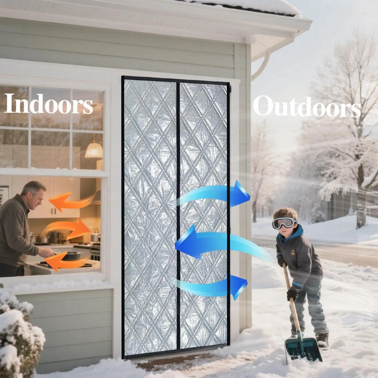 Winter Magnet cotton Door Curtain Thickened Household Insulation Windproof Partition Cold Proof Self-priming Door Curtain
