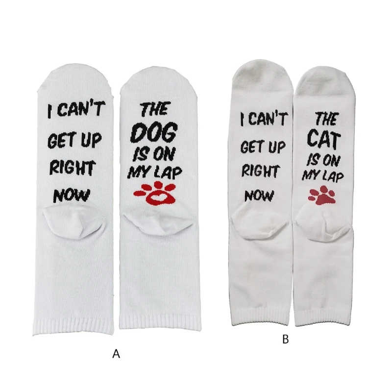 Novelty Animal Paw Socks Funny Letter I Cant Get Up for Cat Dog On Lap Hosier Drop Shipping