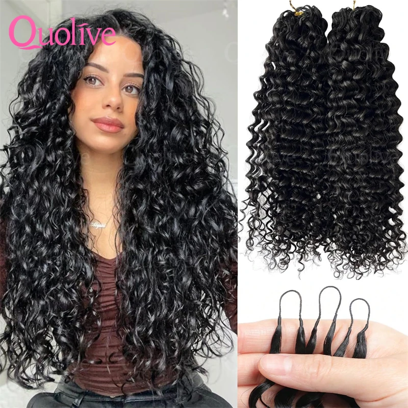 Extensions de cheveux humains au crochet, boucles Pixie profondes de 30 pouces, pré-séparées, tresses sans nœuds Miracle Knot, petites spirales bouclées