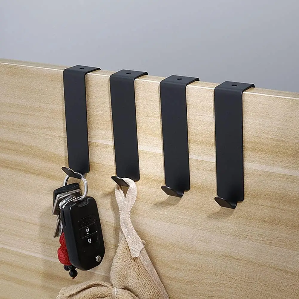4 Stück Duschtürhaken, Handtuchhalter über der Tür, robuster Edelstahl, mattschwarz, Duschhaken, bohrfrei, Mantel, Robe Ha – Detail 5