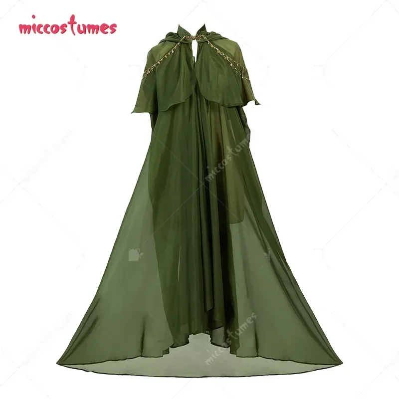 

ZA01 Women's Medieval Elegant Princess Elf Cosplay Costume Cloak Embroidered Satin Collar Green Cape with Hood Costume PartyZa0@