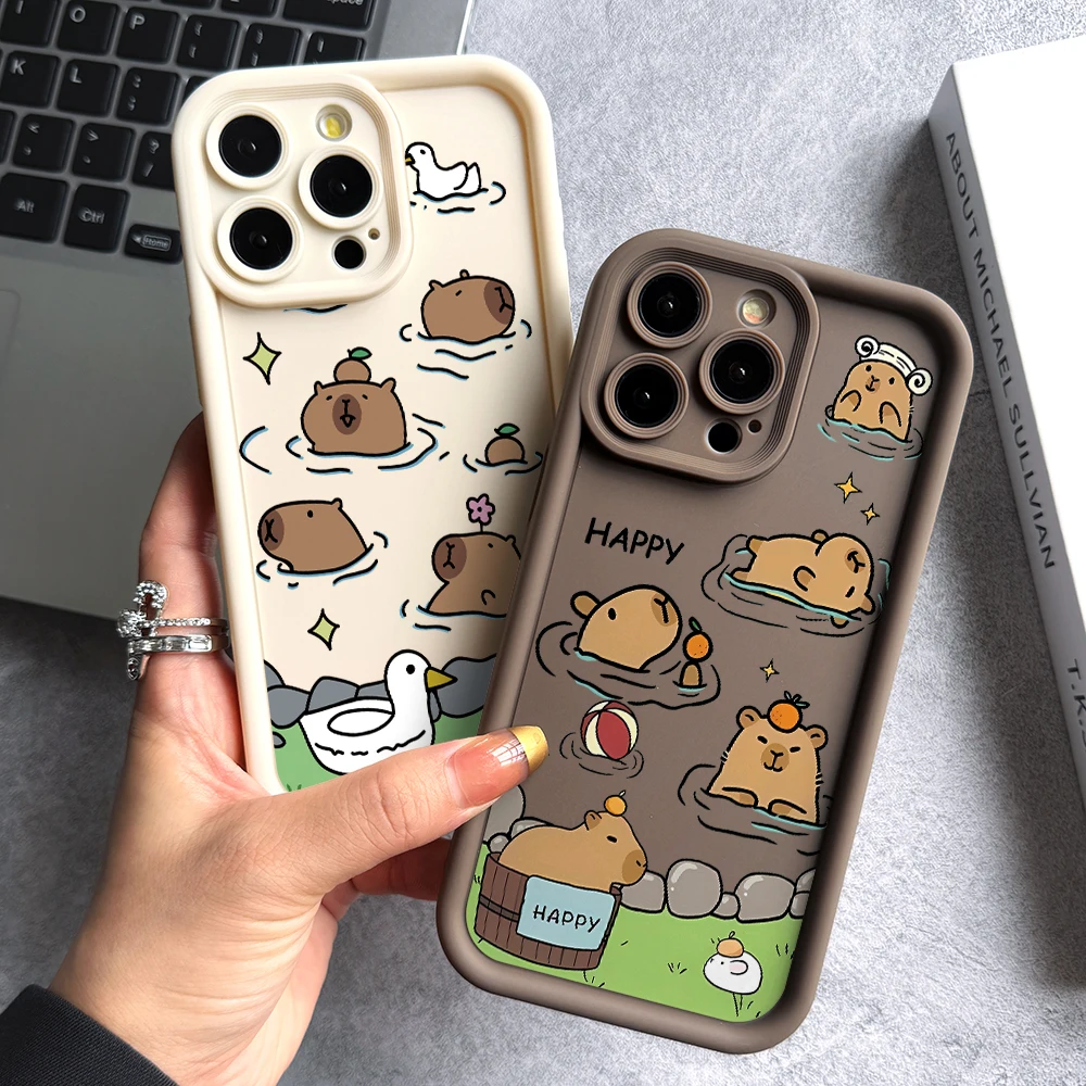 Funny Capybara Phone Case for Samsung Galaxy A73 A71 A55 A54 A53 A52 A51 A34 A33 A32 A23 A14 A13 A12 4G 5G Ladder Lens Cover