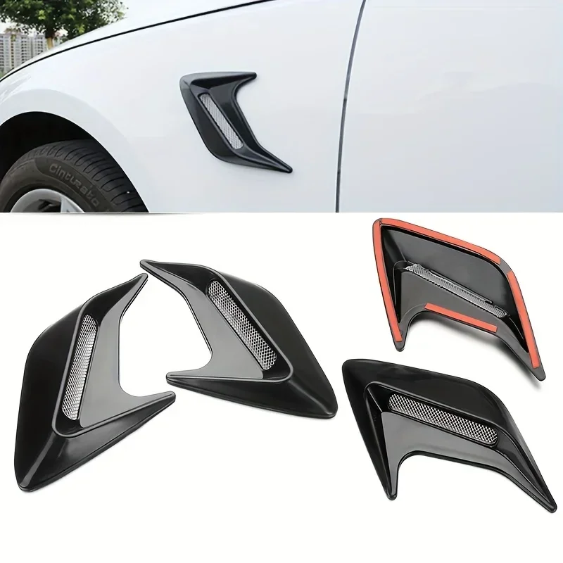 2Pcs Car Air Flow \Fender Hood \Intake Vent \Cover Trim Side Wing Gill Ventilation Stickers For Car Exterior Styling Mouldings