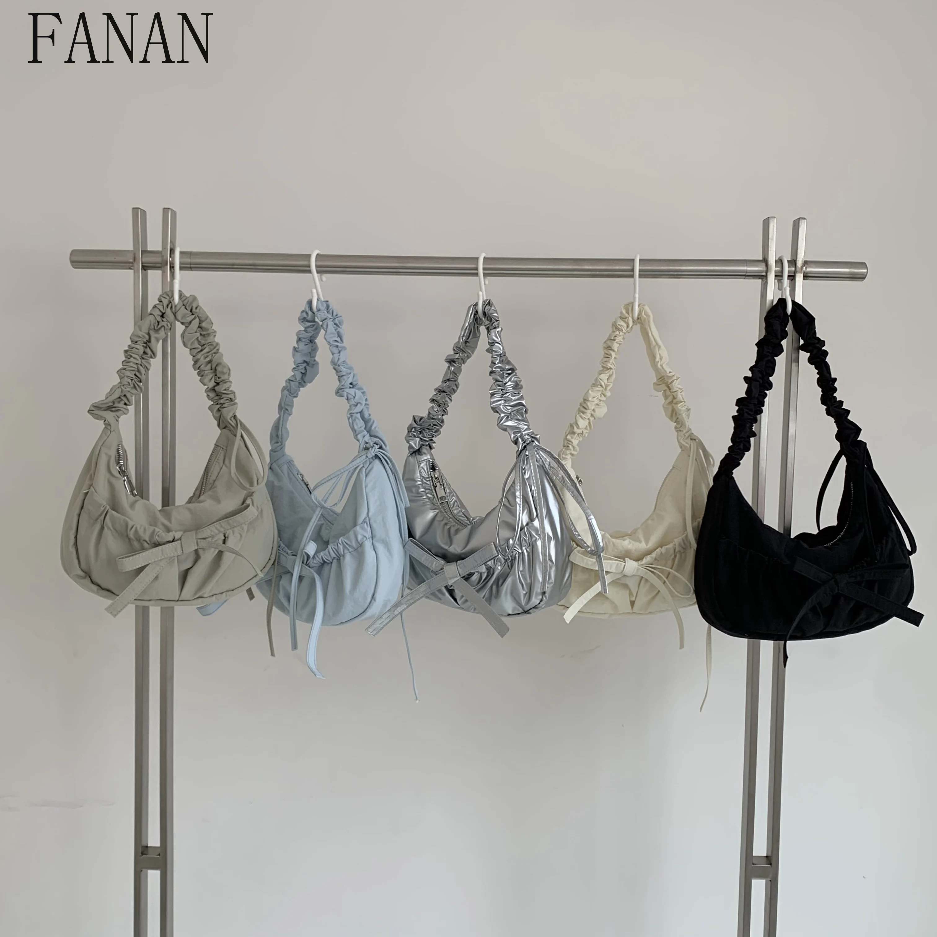 

Милая и милая сумка, модная женская повседневная сумка, индивидуальная плиссированная нейлоновая сумка на шнурке, простые женские сумки через плечо