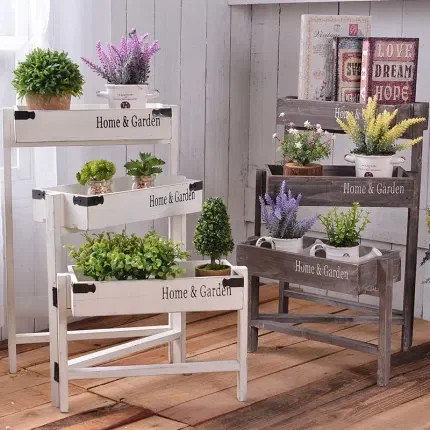 Retro Solid Wood Flower Rack for Balcony for Indoor High Quality Easy to Clean Durable Build Compact Size Easy to Use
