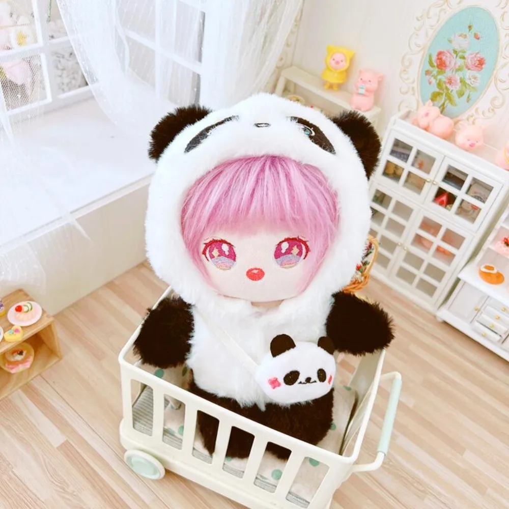 Panda Overall 20cm Baumwolle Puppe Kleidung Mini Tasche Onesuit Puppe Winter Outfit Plüsch niedlichen Plüsch Puppen Kleidung Kinder Geschenk