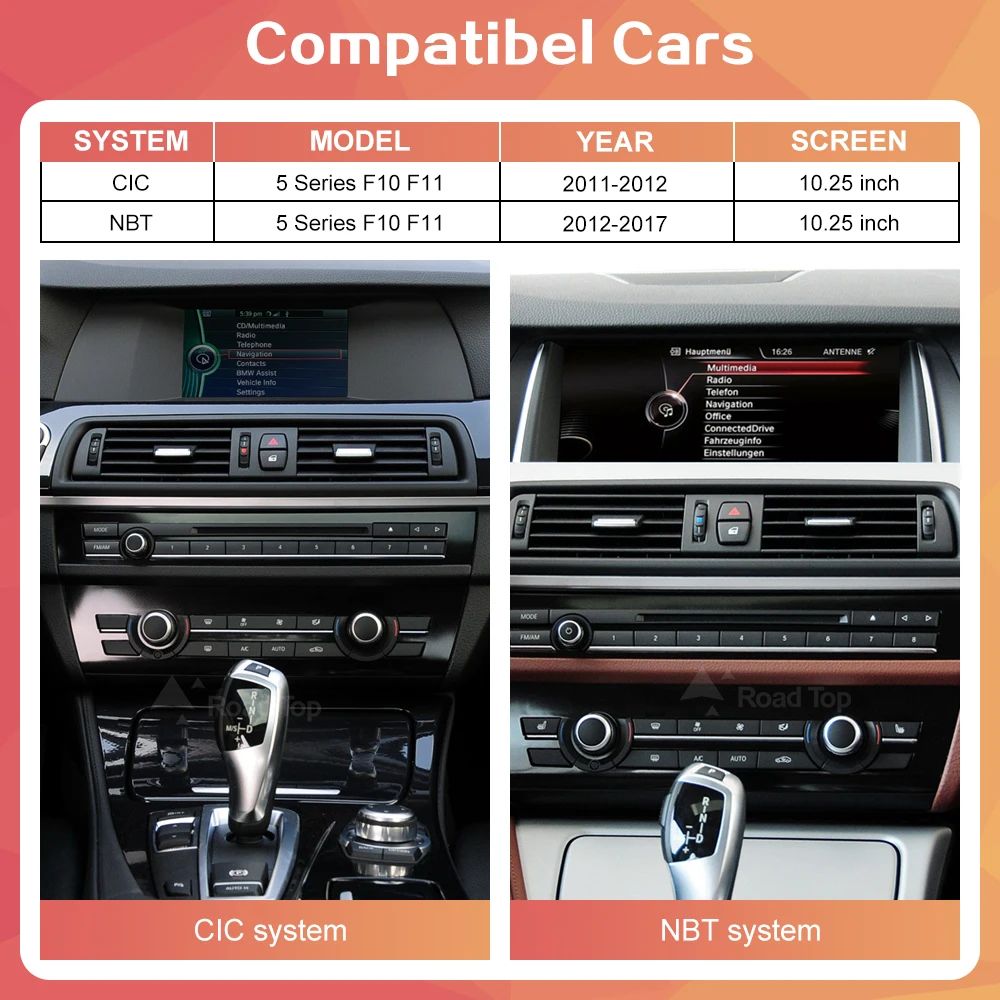 Wireless Apple CarPlay Android Auto Car Radio Multimedia Player Linux Display Screen For BMW 5 Series F10 F11 2012-2017 CIC NBT