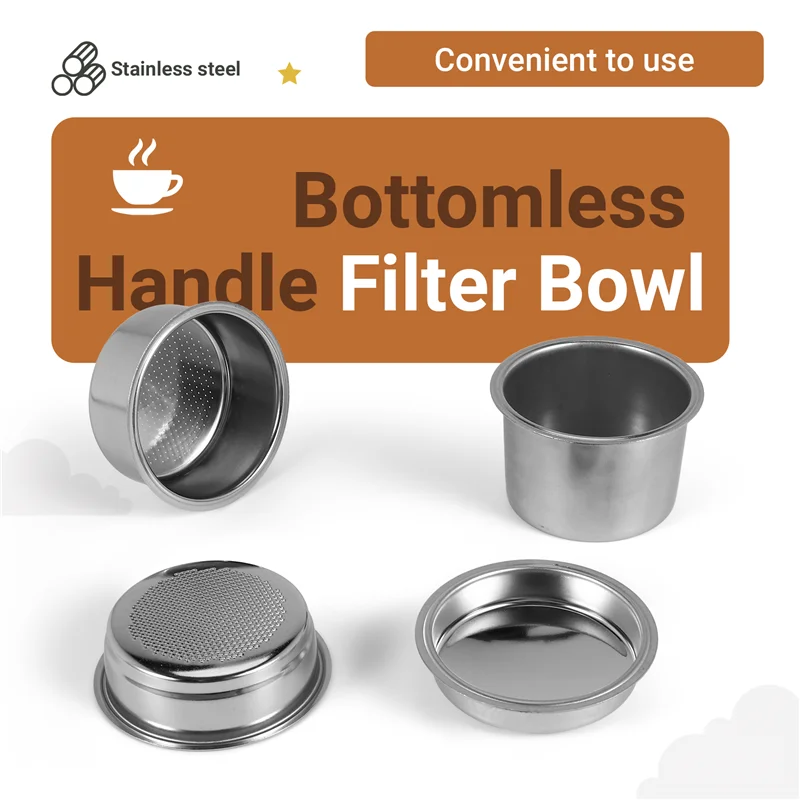 Cesta de filtro de EAS-51Mm, taza de 1/2/4 para portafiltro Espresso sin fondo, Compatible con máquina de café Delonghi,Breville de 51Mm
