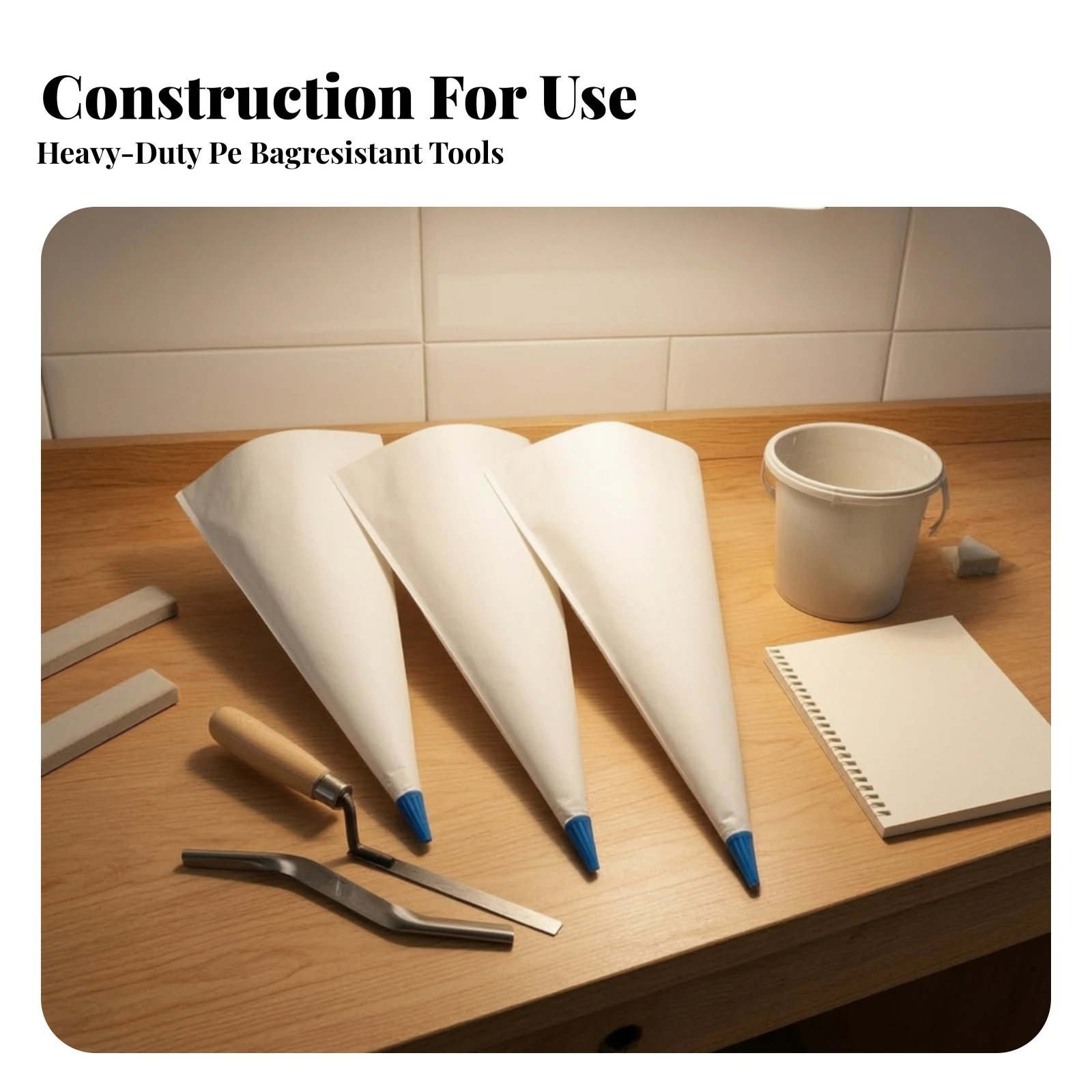 3 Pieces Grout Bag with Scraper Reusable Tile Grout Bag Trimmable Tapered for Masons, Home Renovation