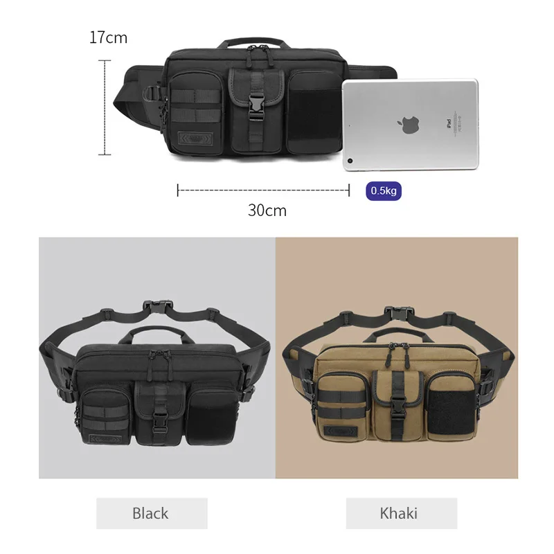 OZUKO Fashion Men Waist Bag Multifunction Tactics Crossbody Chest Bag Outdoor Sport Shoulder Bag Male Waterproof Fanny Belt Pack