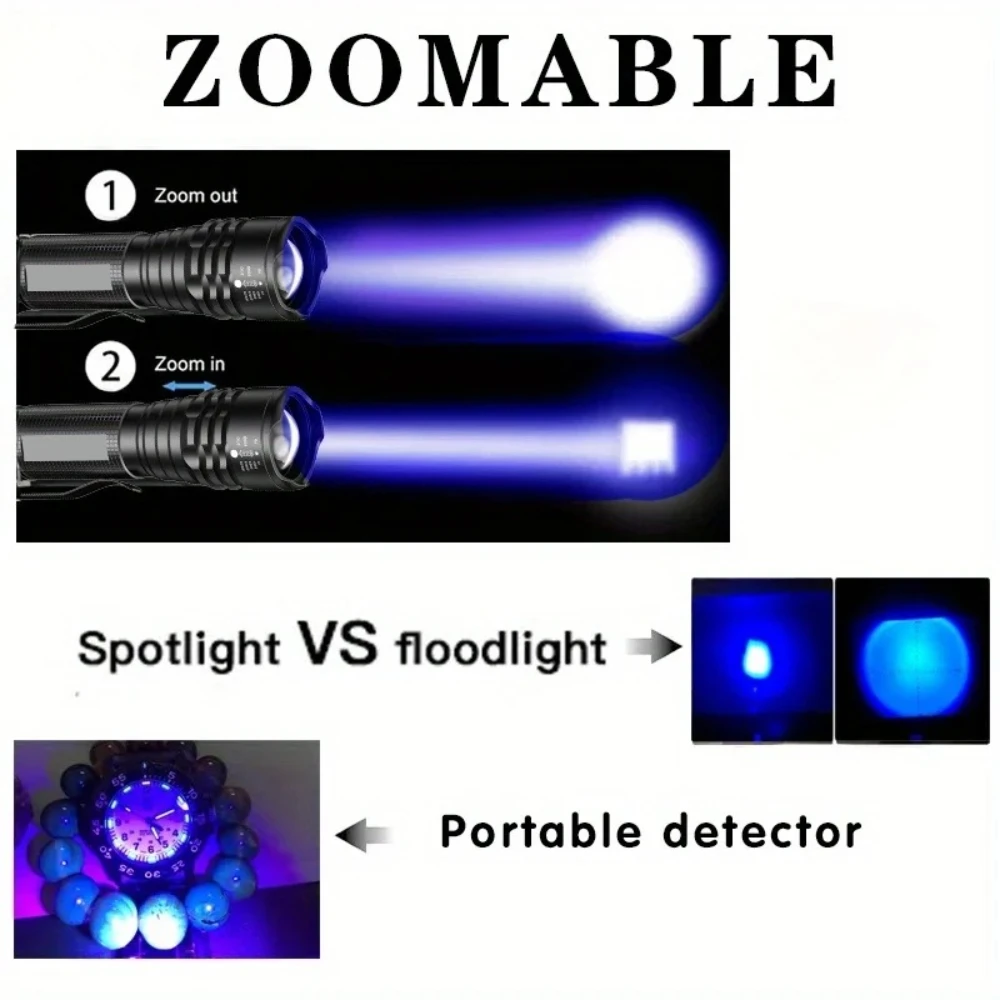 UV Zaklamp 395nm Ultraviolette Zaklamp met Pen Clip Draagbare Mini Ultra Gebruikt Violet Licht Huisdier Urine Schorpioen Detector UV Lamp