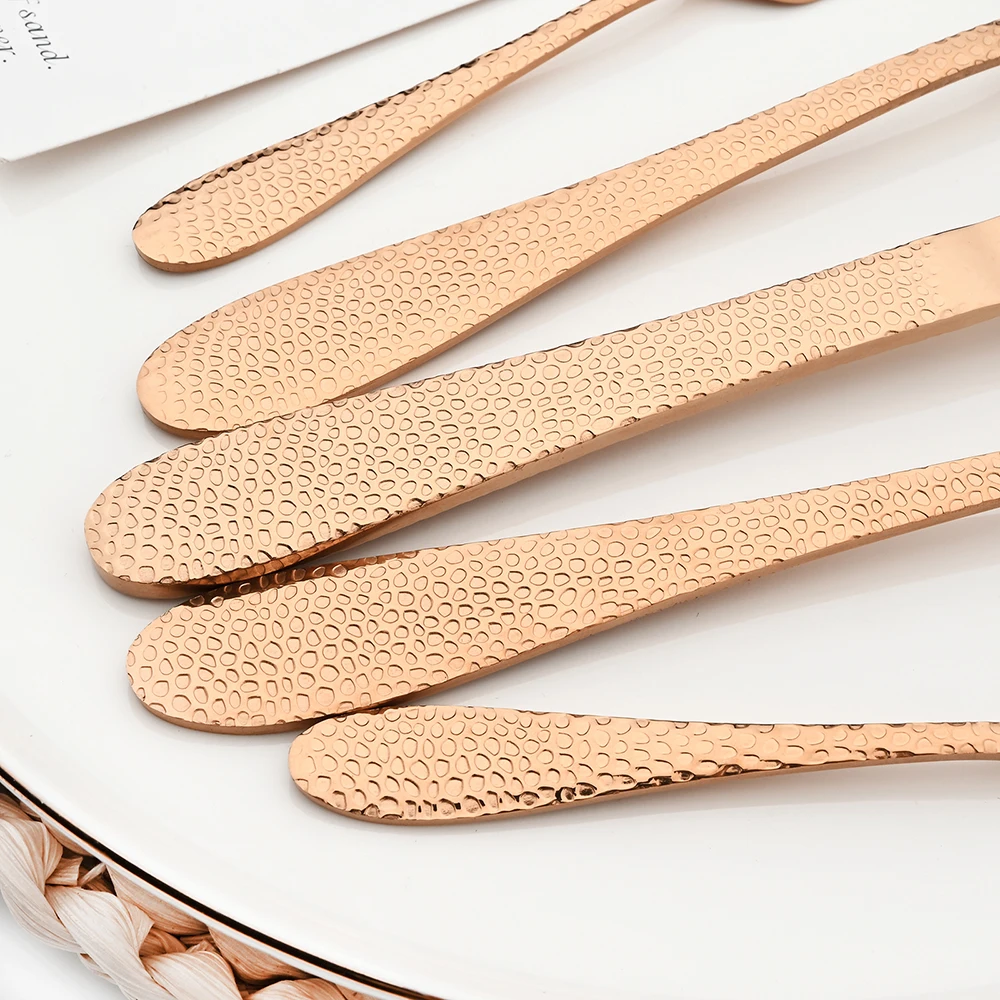 Vintage Rose Gold Flatware 5/20/30Pcs Dinnerware Set Stainless Steel Cutlery Set Knife Fork Spoons Kitchen Party Tableware Set