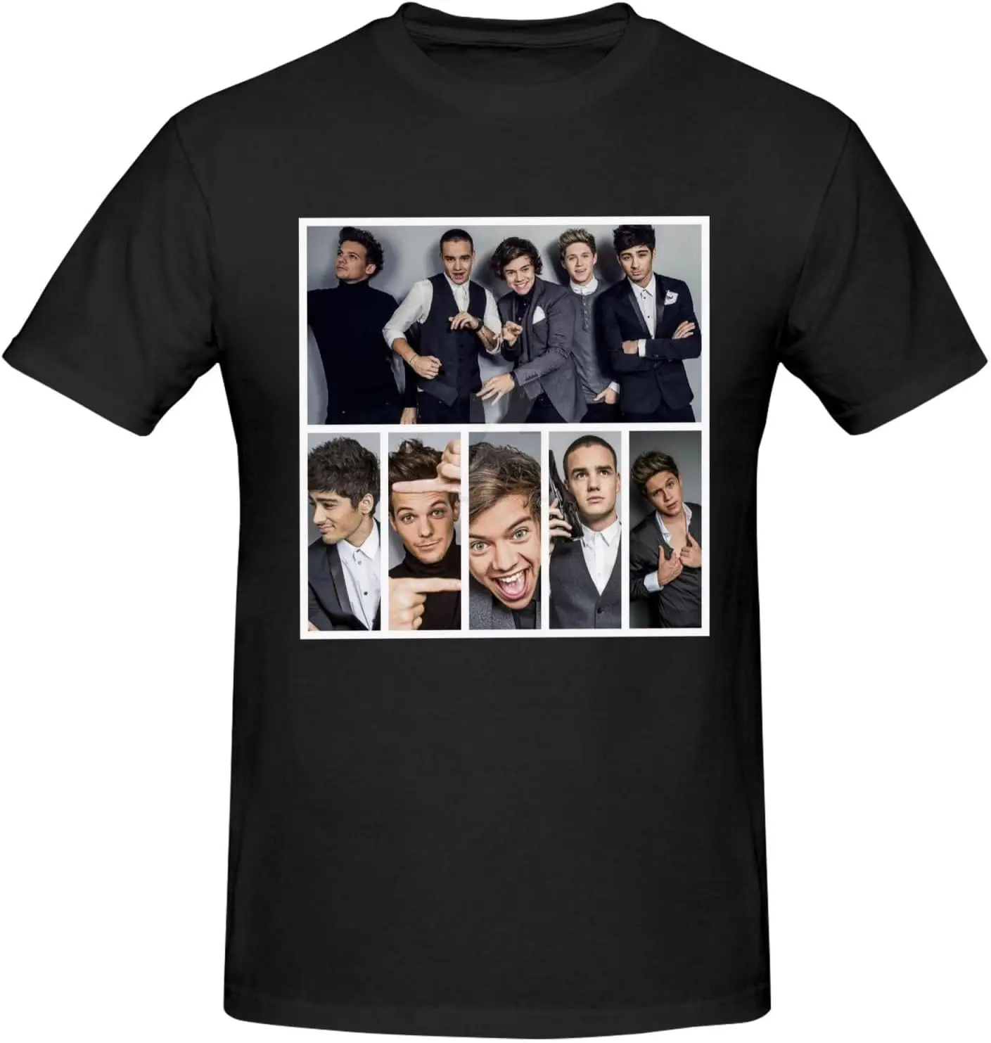 One Music Direction Shirt for Men Short Sleeve Crew Neck Lightweight Casual T Basic Teetees Tops Black