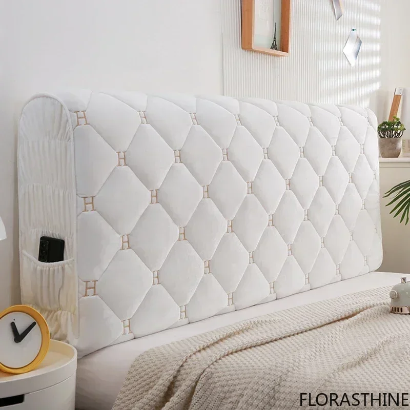 Thicken Luxury Velvet Quilted Headboard Cover Solid Color High Grade All-inclusive Cover Bedside Soft Plush Bed Head