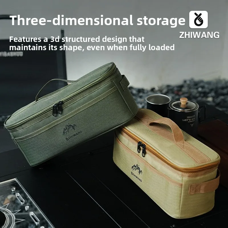 

Outdoor camping tableware storage bagmulti-functional kitchenware chopsticks and bowls storagebagportable lampanti-collision bag