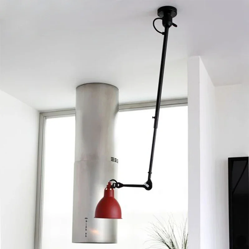 Swing Telescopic Long Rod Pendant Industrial Style Ceiling lamps LED Lighting for Bedside Dining Room Living Room Bar Boom Light