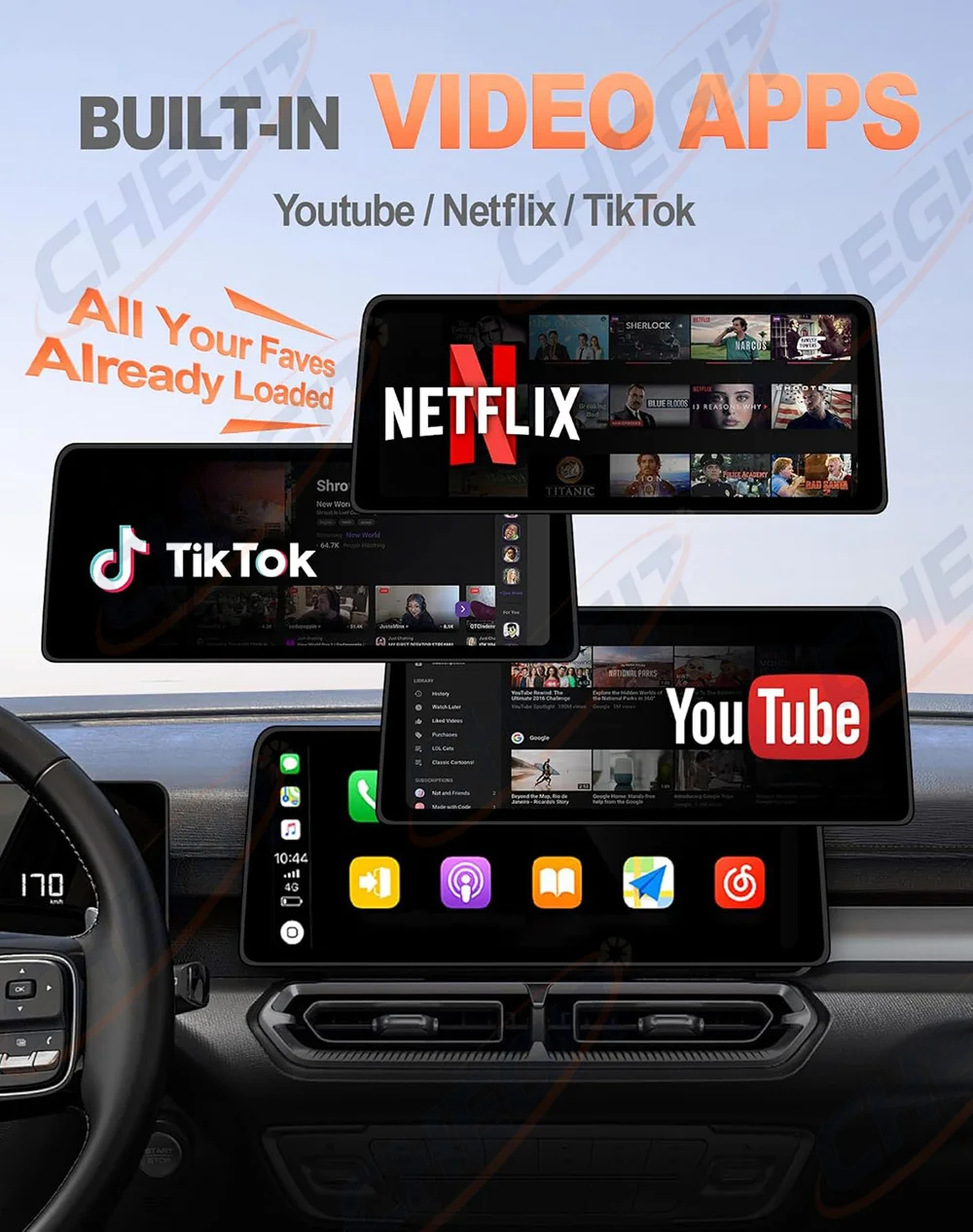 Smart AI Box Android14 4G+64G/2G+32G Kabelloses CarPlay Android Auto TV-Box für YouTube Netflix für VW Nissan Toyota Hyundai Ford – Detail 6