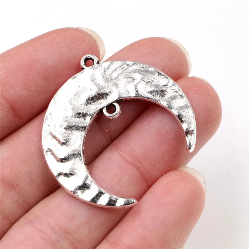 33x32mm 6pcs Antique Silver Plated Moon Handmade Charms Pendant:DIY for bracelet necklace-Q4-22