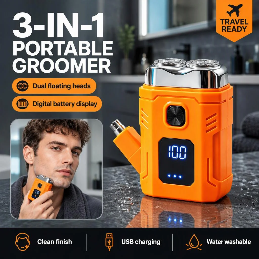 New electric shaver, a three in one shaver for shaving, nose hair repair, and mirror finish, a multifunctional portable car trav