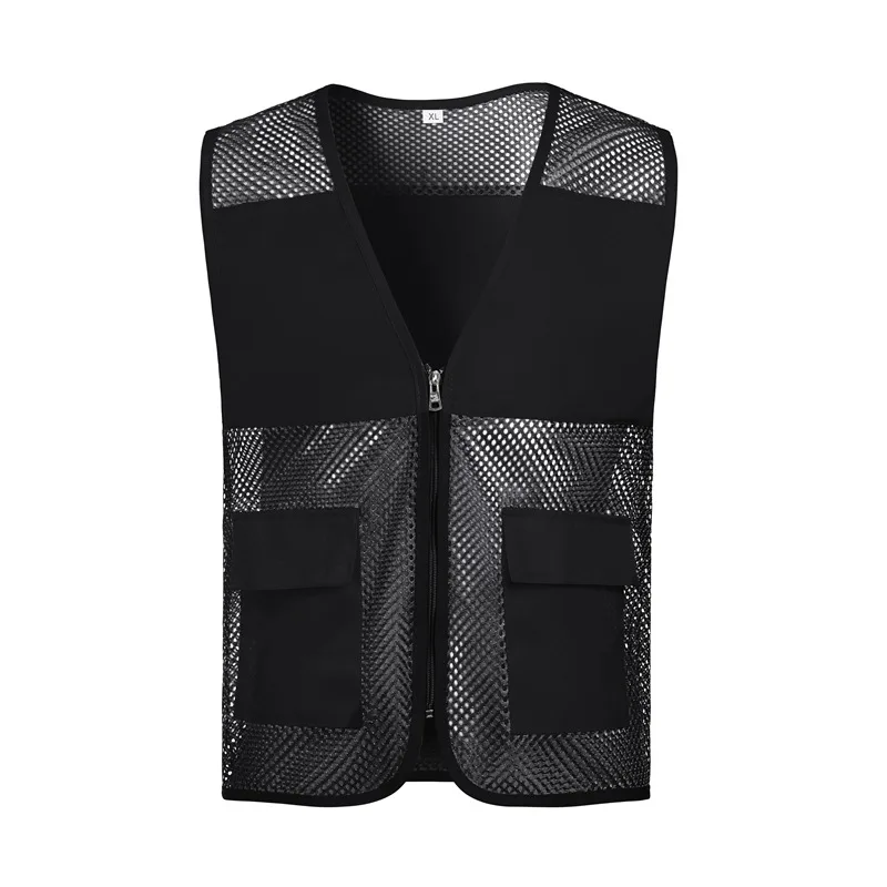 Custom Logo Mesh Vest Volunteer Men\'s and Women\'s Workwear Summer Breathable Reflective Strip Printed Text Advertising Clothing