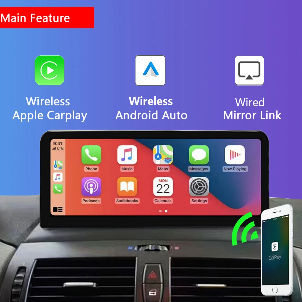 Wireless NBT CarPlay for BMW Bluetooth Android Auto F20/F21/F22/F30/F31/F32/F33/F34/F36/F15/F16/F25/F26 1/2/3/4 Series