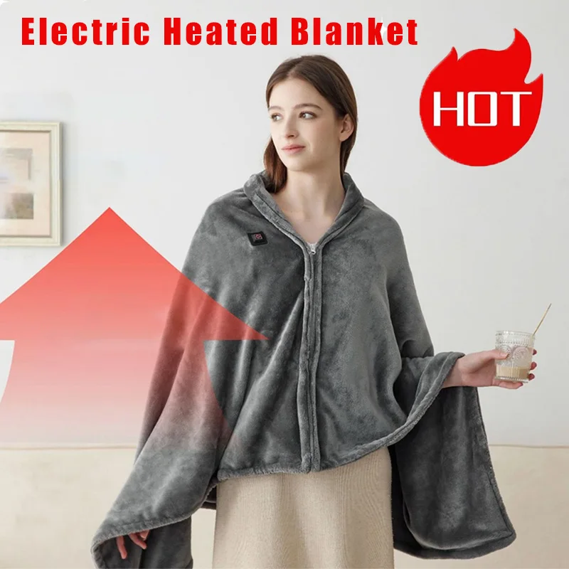 

Portable Heated Blanket Office USB Electric Heating Blanket Women Wearable Shawl 3 Levels Temperature Adjustment Fast Heating