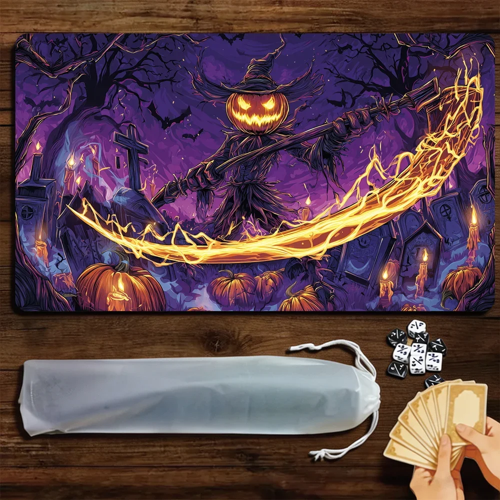 CIFBUY Spooky Purple Halloween Night Large Desk Mat Pumpkin Lantern Non Slip Gaming Keyboard Mousepad