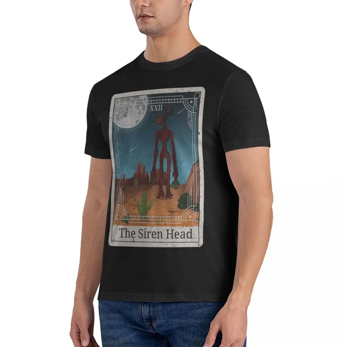 Camisetas gráficas de cartas de Tarot para hombre, Tops de algodón con cabeza de sirena S, divertida de manga corta Camiseta con cuello redondo, camiseta 4XL 5XL, camisetas fugees