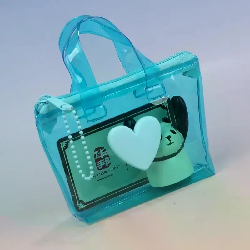 Solid Color Heart-Shaped Storage Bag Mini Waterproof Coin Purse Handheld Keychain Earphone Bag Water Splashing Festival