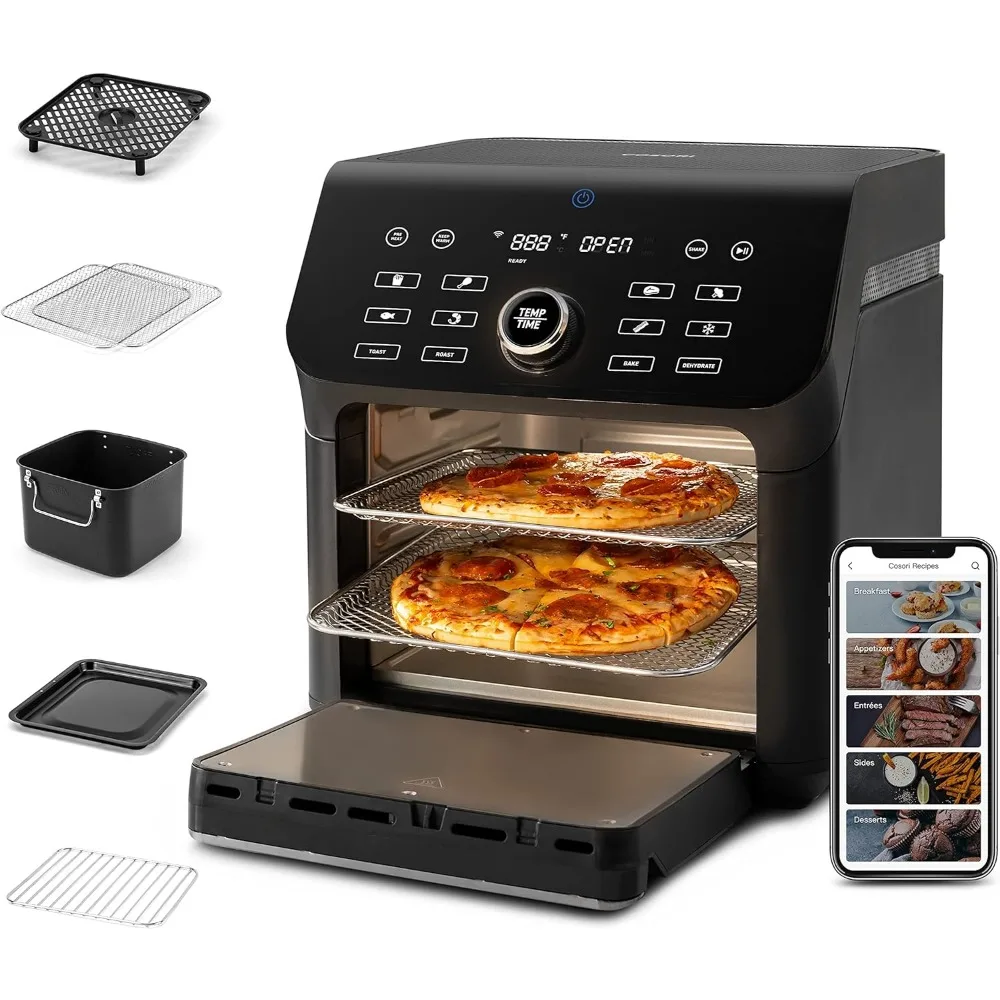 Air Fryer Toaster Oven Combo, 10 Qt Family Size, 14-in-1 Functions with Dehydrate, Roast, Smart Control Through Phone & Voice