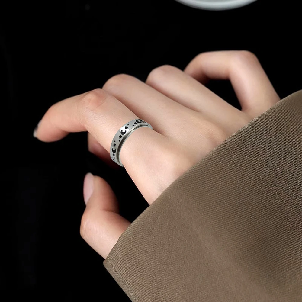 

Decompression swivel couple ring free rotation men's jewelry women's stainless steel knuckle ring wedding party accessories