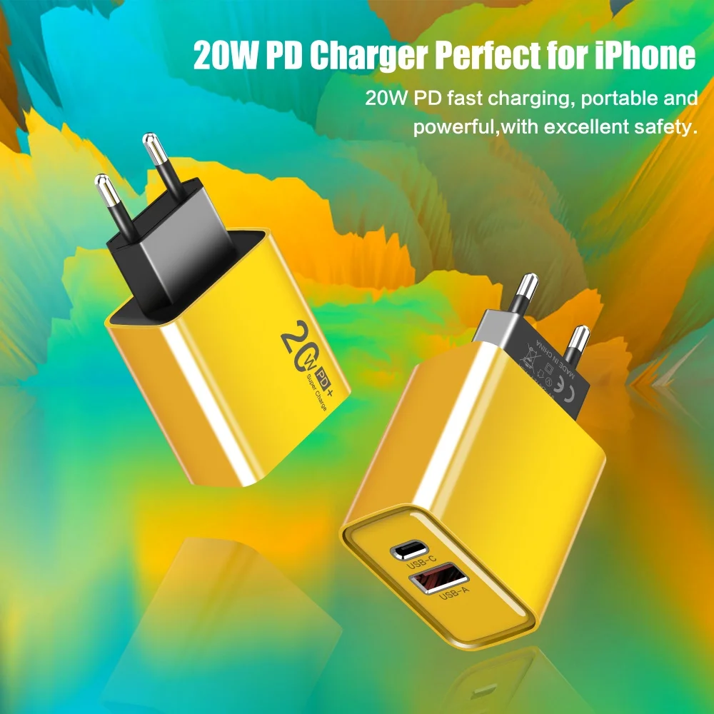 Ładowarka USB 20W typu C z 2 portami Szybkie ładowanie 3.0 Adapter szybkiego ładowania do iPhone 15 Samsung S24 Xiaomi Redmi Huawei Oneplus