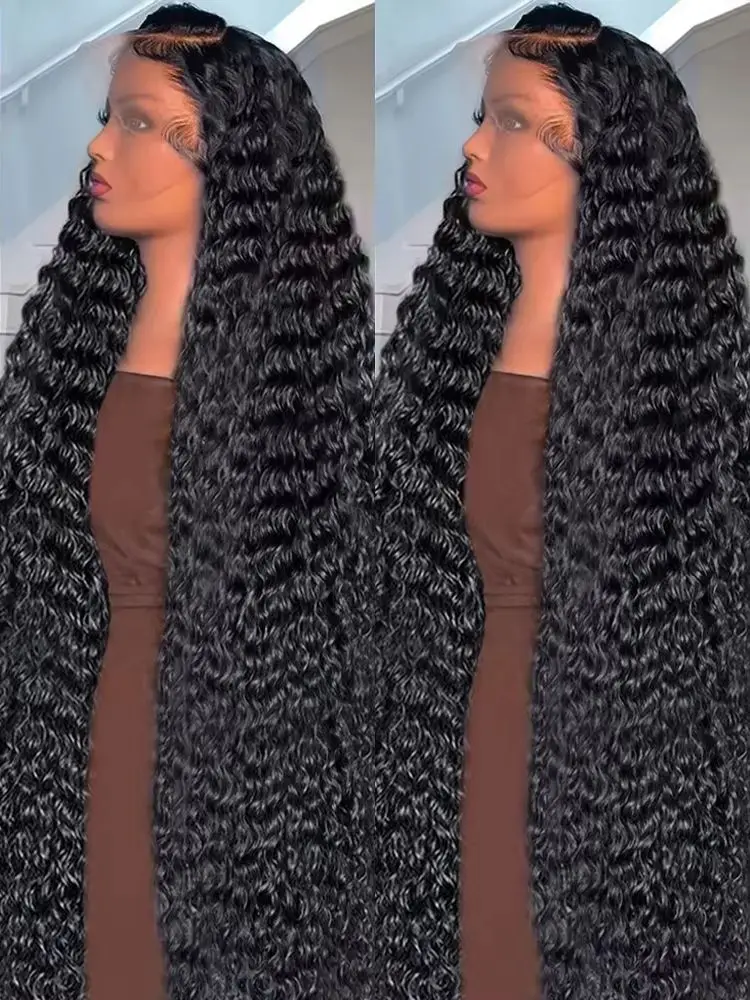 300% High Density Loose Deep Wave 30 38 40 Inch 13x6 13x4 HD Lace Frontal Human Hair Wig Brazilian 360 Full Curly Wigs For Women