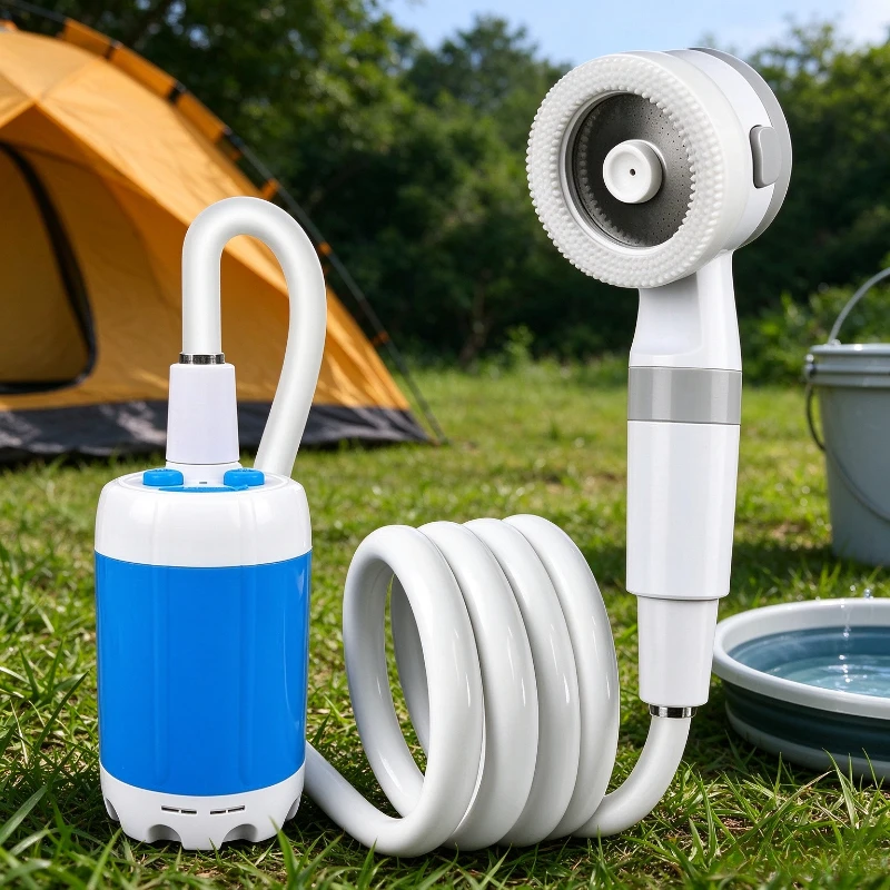 Portable Rechargeable Water Pump Shower, Compact Outdoor Bathing Artifact for Dormitory Camping Field Travel and Convenient