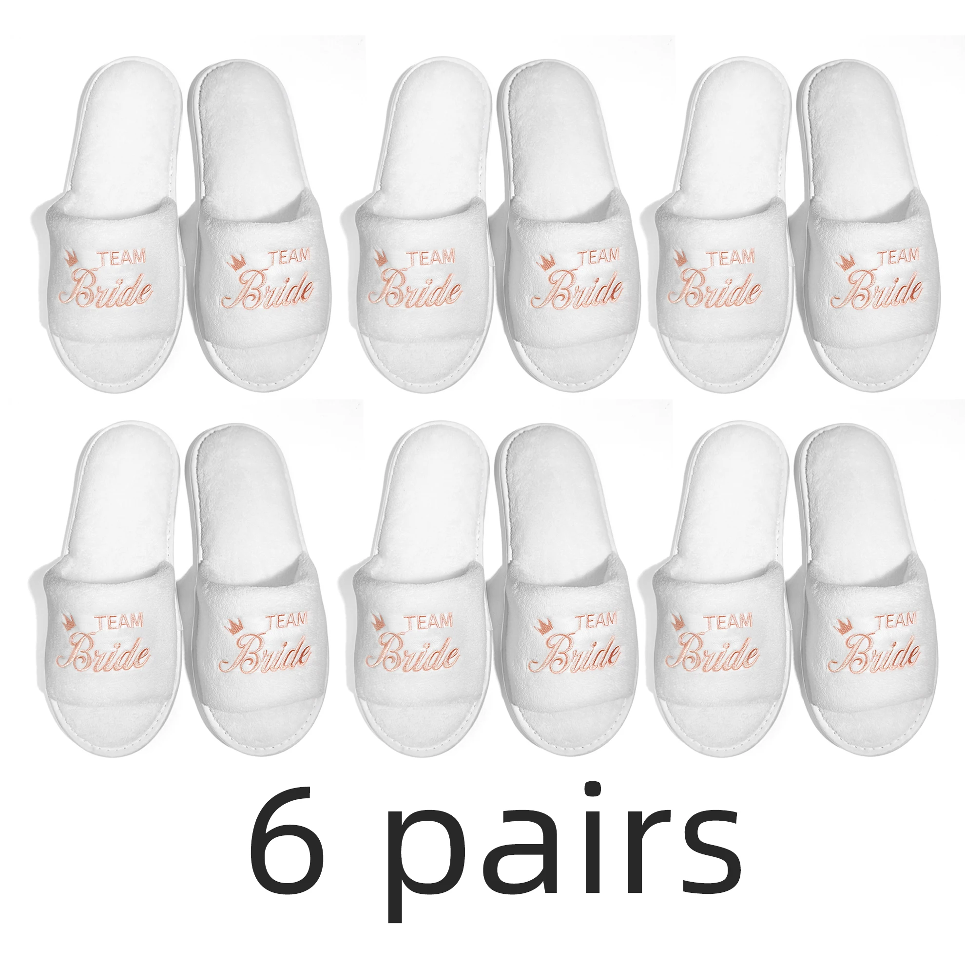 Braut und Brautjungfer, Hochzeit, Party, Gäste, Zuhause, Slip-On-Schuhe, Brautparty-Hausschuhe, offener Zehenbereich mit goldenem, mintgrünem und rosa – Detail 26
