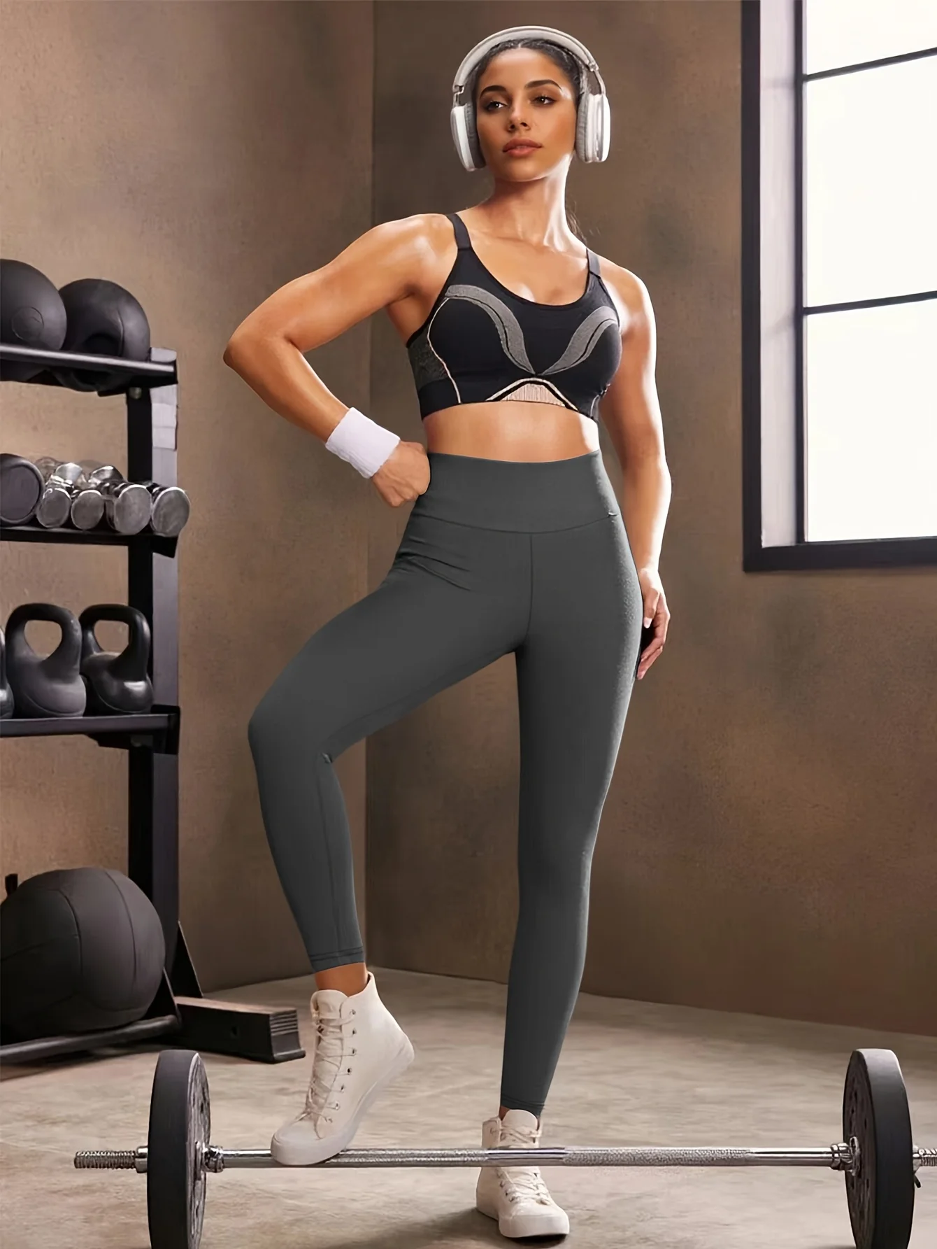 Ladies High Stretch Yoga Leggings High Waist Butt Lift Slim Fit Breathable Gym Workout Fitness Training Sports Athletic Tights