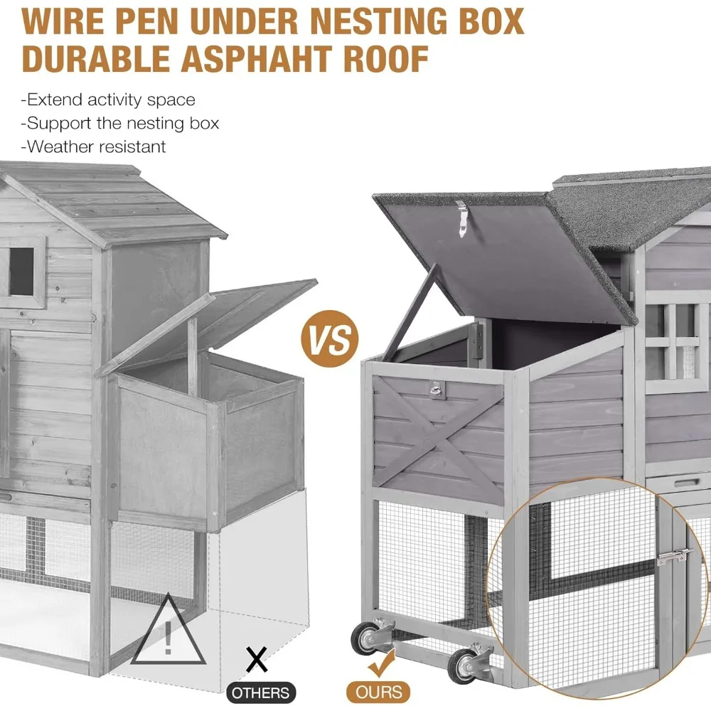 Movable Chicken House with Wheels for 2-4 Chickens or Ducks