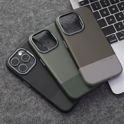 Luxury Business Hit Color Relief Leather Case For iPhone 17 Air 16 15 14 13 Pro Max Magnetic Wireless Charging Alloy Lens Cover