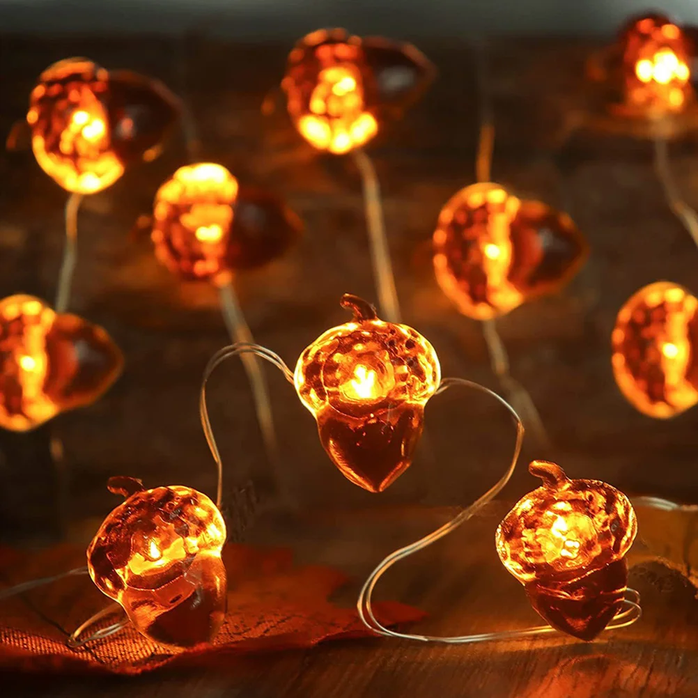 30 LED سلسلة أضواء الجوزة عيد الشكر مهرجان الزخرفية جارلاند الدافئة الخريف الحصاد مصابيح الحفلات أضواء سلسلة الجوزة