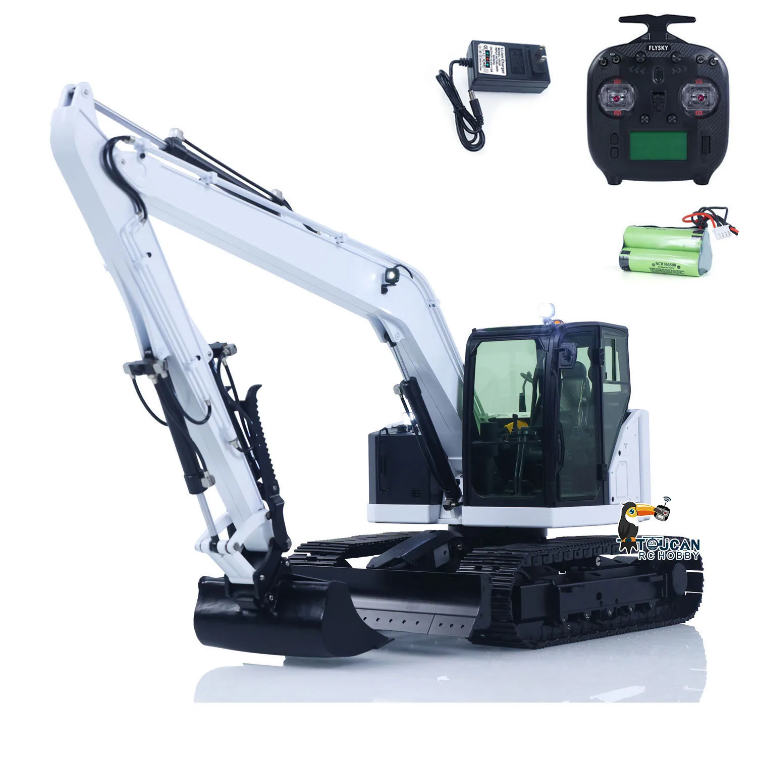 

1/14 RC Hydraulic Excavator C308 4 Valve Remote Control Engineering Vehicle Extended Arm Brushless Motor No Sounds Charger Toys