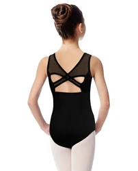 Girl's  Ballet Tight Fitting Leotard , Star Mesh Neckline, Fully Lined Front, Hollowed Out Back