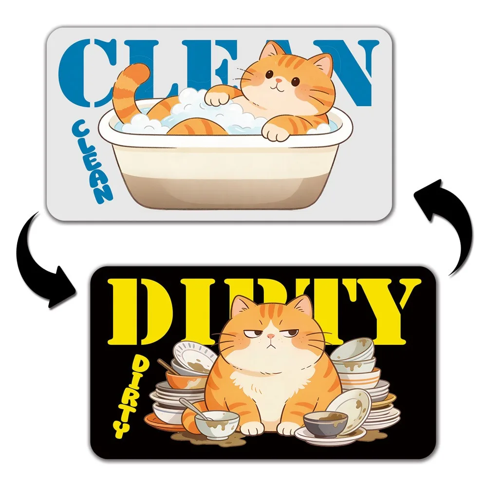 Cartoon Animal Dishwasher Stickers Non-Scratch Clean Dirty Indicator Dishwasher Magnet Sign Status Indicator Magnetic