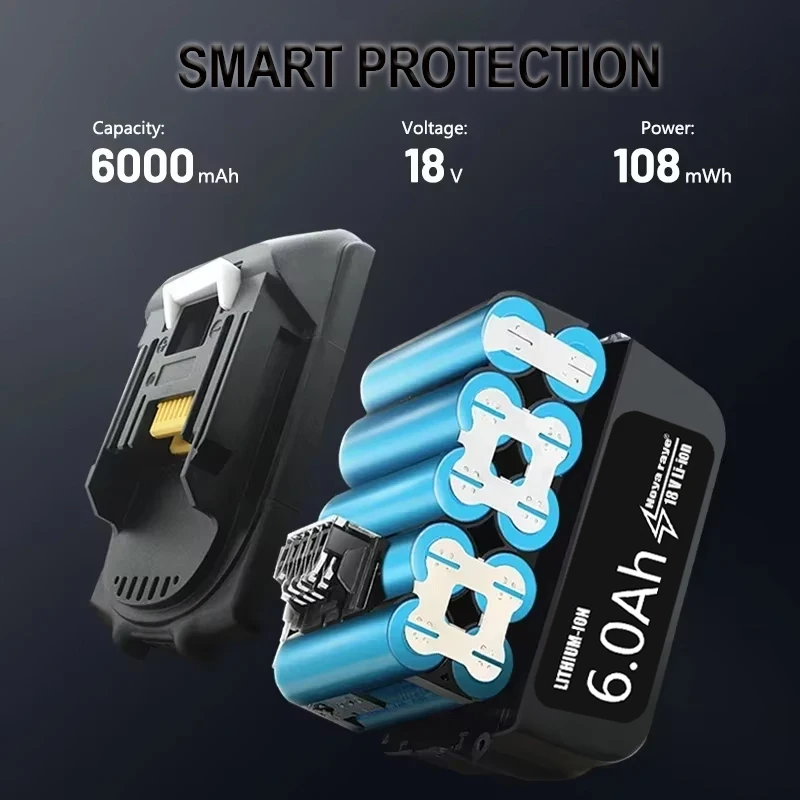 for Makita 18V 3/5/6/9Ah Rechargeable Battery, for Makita Tool BL1830B BL1840 BL1840B BL1850 BL1850B 18650 Battery