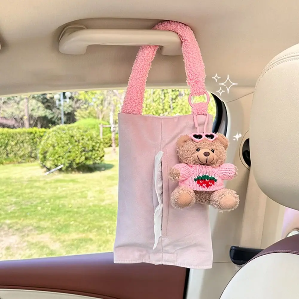

Convenient Bear Car Tissue Box Cartoon Animal Plush Tissue Holder Universal Doll Tissue Storage Case Interior
