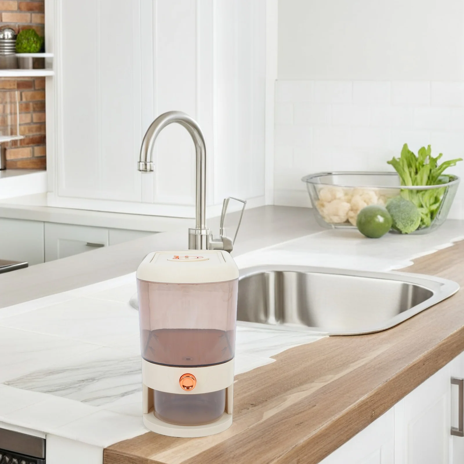 

Rice Bucket Airtight Storage Container for Kitchen Cereal Flour Noodles Dispenser Sealable Rice Holder Grain Keeper