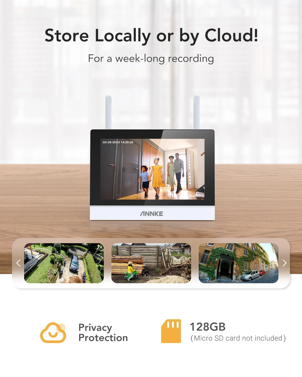 Annke 4ch 5mp tela de toque wifi nvr kit com lcd de 7 polegadas e 2x 3mp câmera sem fio sistema de segurança de detecção de forma humana